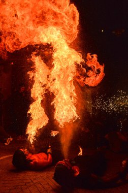 Correfoc in Blanes, Katalonya, İspanya - Correfoc Festes Major de Blanes, Girona 2018