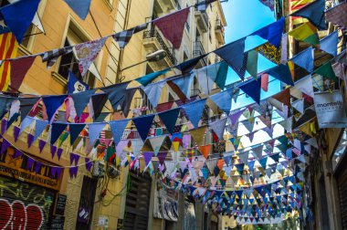 Fiesta Major de Gracia, Barselona 2018. Calle adornado durante Fiesta Major de Gracia, Barcelona 2018