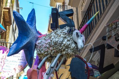 Fiesta Major de Gracia, Calle de Jess, Barselona 2018. Calle de Jess adornado durante Fiesta Major de Gracia, Barcelona 2018