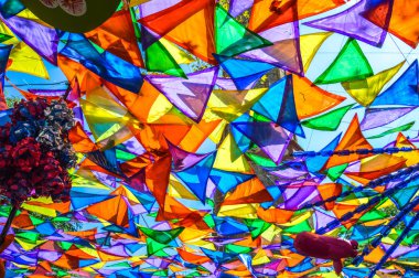 Fiesta Major de Gracia, Plaa de la Vila de Grcia, Barcelona 2018. Plaa de la Vila de Grcia adornado Durante Fiesta Major de Gracia, Barcelona 2018