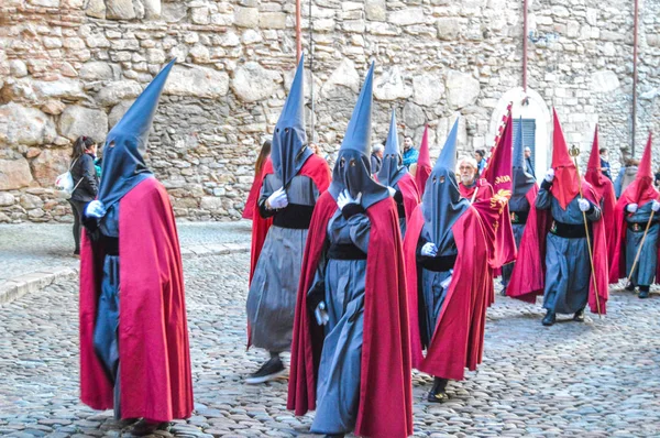 Wielki Tydzień Girona Hiszpania Procesja Świętego Pogrzebu Girona Parada Manaies — Zdjęcie stockowe