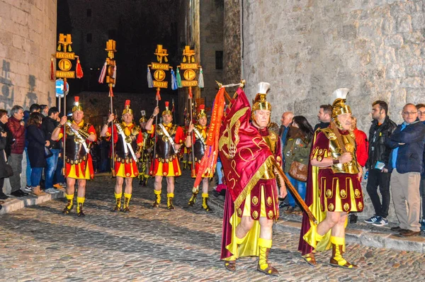 Semana Santa Girona España Procesión Del Santo Entierro Girona Desfile — Foto de Stock