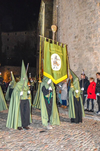 Wielki Tydzień Girona Hiszpania Procesja Świętego Pogrzebu Girona Parada Manaies — Zdjęcie stockowe