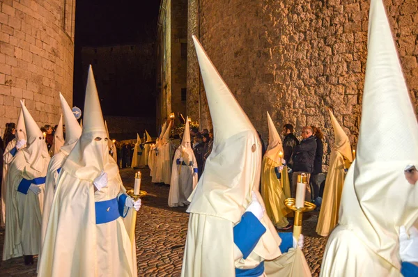 Semana Santa Girona Espanha Procissão Santo Enterro Girona Desfile Das — Fotografia de Stock