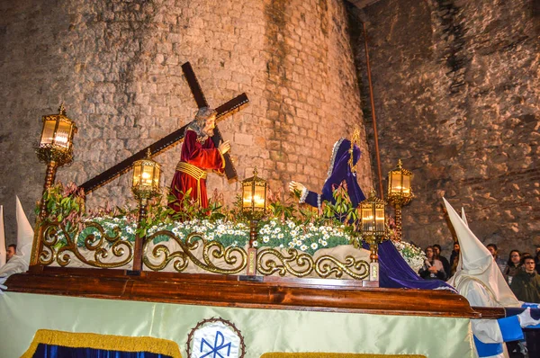Heilige Week Girona Spanje Processie Van Heilige Begrafenis Van Girona — Stockfoto