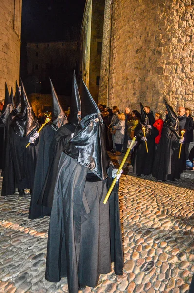 Holy Week Girona Spain Procession Holy Burial Girona Parade Manaies — Stock Photo, Image