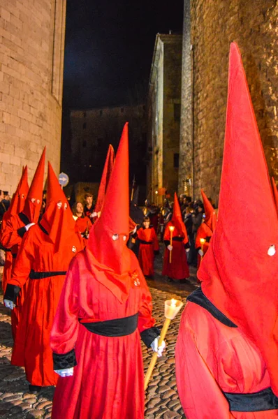 Semana Santa Girona España Procesión Del Santo Entierro Girona Desfile — Foto de Stock