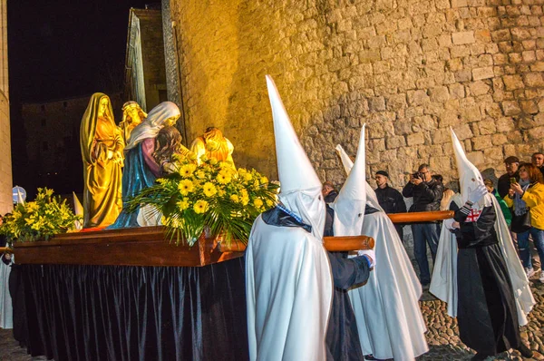 Semana Santa Girona España Procesión Del Santo Entierro Girona Desfile — Foto de Stock