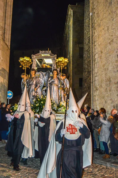 Wielki Tydzień Girona Hiszpania Procesja Świętego Pogrzebu Girona Parada Manaies — Zdjęcie stockowe