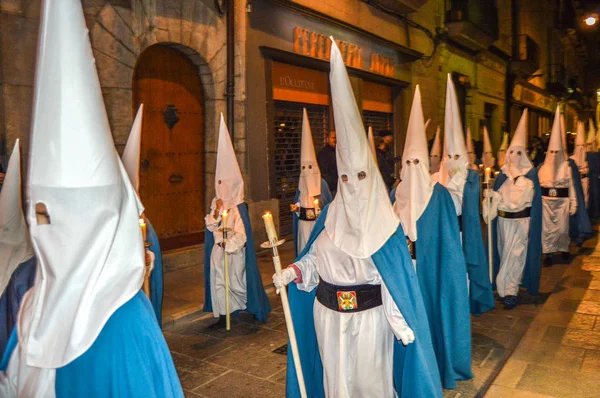 Holy Week Girona Spain Procession Holy Burial Girona Parade Manaies — Stock Photo, Image