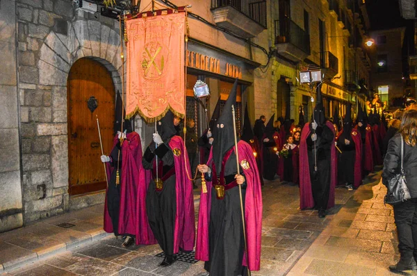 Semana Santa Girona España Procesión Del Santo Entierro Girona Desfile — Foto de Stock