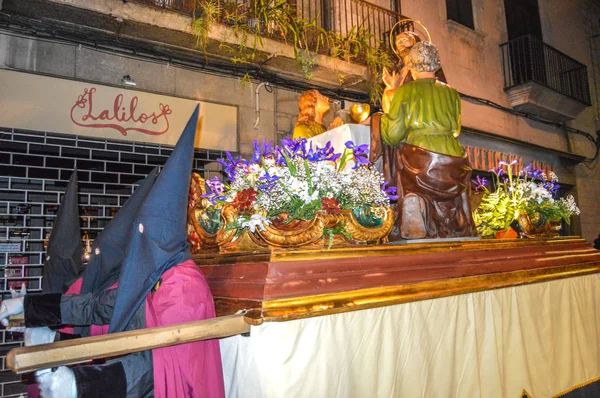Страсний Тиждень Жироні Іспанія Процесія Святого Поховання Жірона Параду Манаків — стокове фото