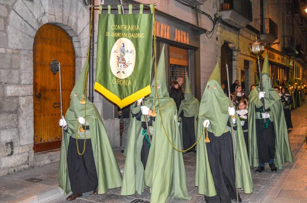 Semana Santa Girona España Procesión Del Santo Entierro Girona Desfile — Foto de Stock