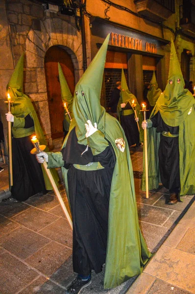 Semana Santa Girona Espanha Procissão Santo Enterro Girona Desfile Das — Fotografia de Stock