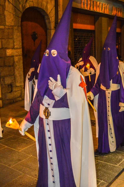 Wielki Tydzień Girona Hiszpania Procesja Świętego Pogrzebu Girona Parada Manaies — Zdjęcie stockowe