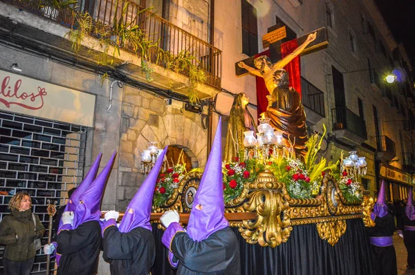 Semana Santa Girona España Procesión Del Santo Entierro Girona Desfile — Foto de Stock