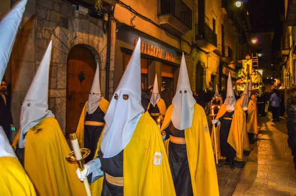 Semana Santa Girona Espanha Procissão Santo Enterro Girona Desfile Das — Fotografia de Stock