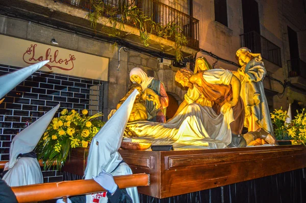 Semana Santa Girona España Procesión Del Santo Entierro Girona Desfile — Foto de Stock