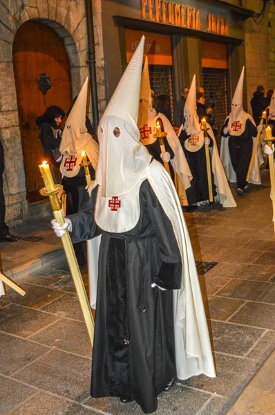 Holy Week Girona Spain Procession Holy Burial Girona Parade Manaies — Stock Photo, Image