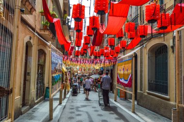 Fiesta Major de Gracia, Travessia de Sant Antoni, İspanya - Ağustos 2019 