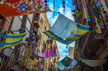 Fiesta Major de Gracia, Travessia de Sant Antoni, İspanya - Ağustos 2019 