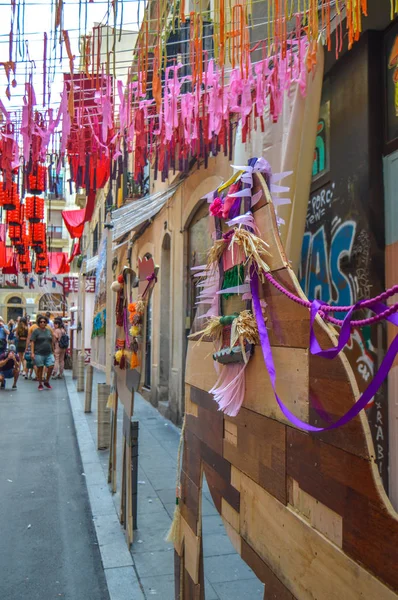 Fiesta Major Gracia Travessia Sant Antoni Barcelona Spanien August 2019 — Stockfoto