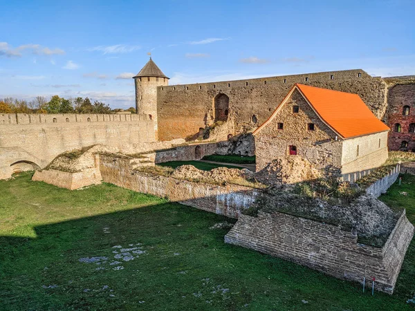 Fortaleza Ivangorod Castillo Medieval Ivangorod Óblast Leningrado Rusia Encuentra Río —  Fotos de Stock