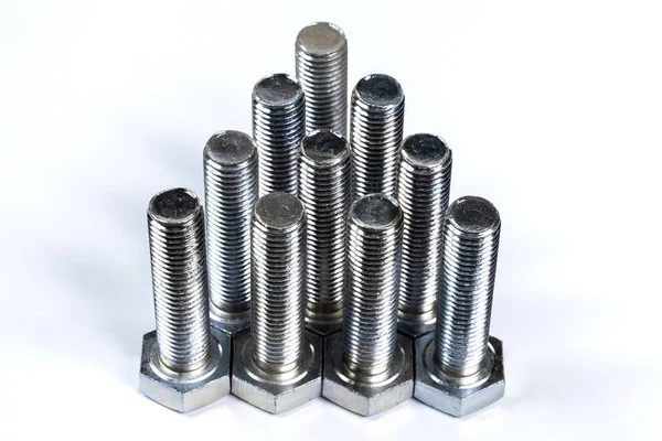 Metal Screw Bolt Nuts Isolated White Background — Stock Photo, Image