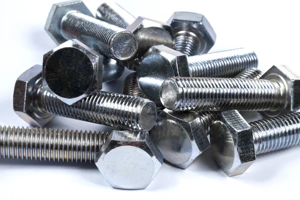 Nuts Bolts Isolated Metal Screw Bolt Nuts Isolated White Background — Stock Photo, Image