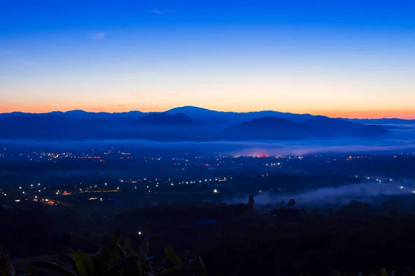 Восход Солнца Северном Таиланде Туманным Ландшафтом Холмами Точки Зрения Лай — стоковое фото