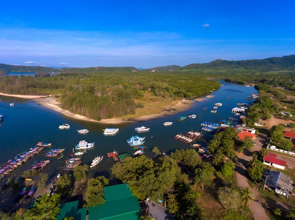 Letecký Pohled Nopparat Thara Beach Public Park Krabi Thajsko Ústí — Stock fotografie