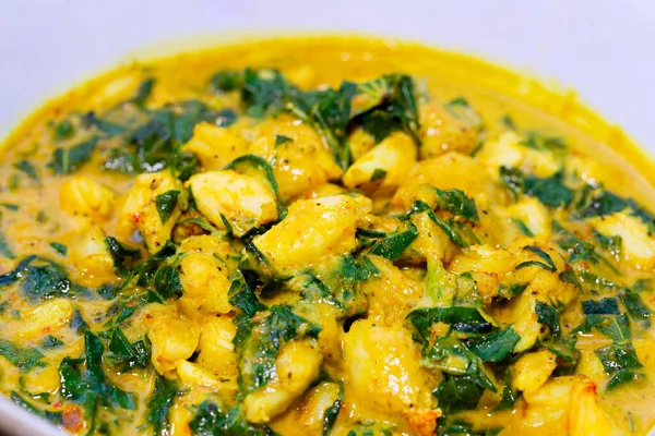 Curry Lait Coco Avec Crabe Crabe Frit Curry Jaune Légume — Photo