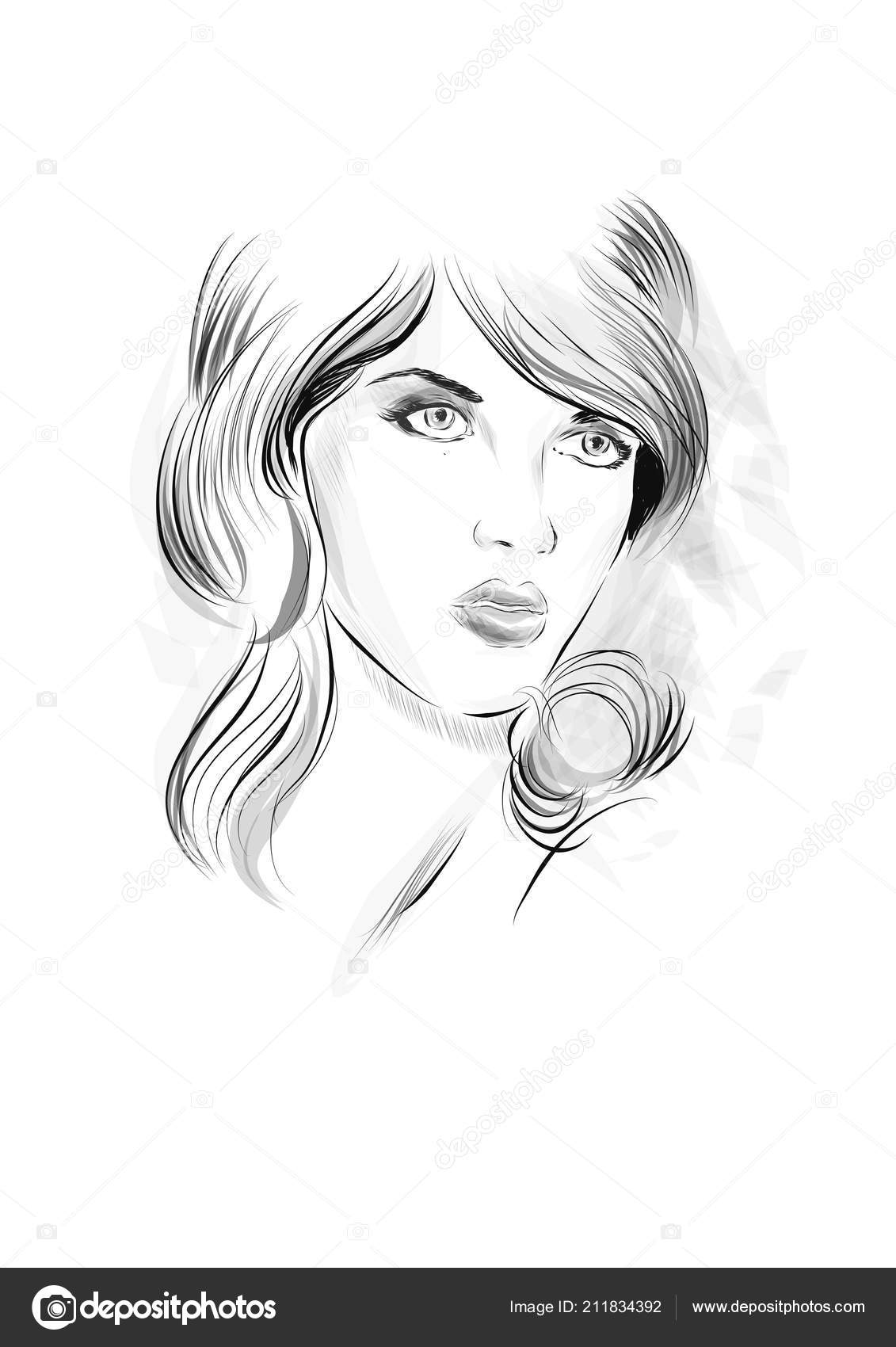 Woman Portrait Drawing Fashion Portrait Drawing Sketch