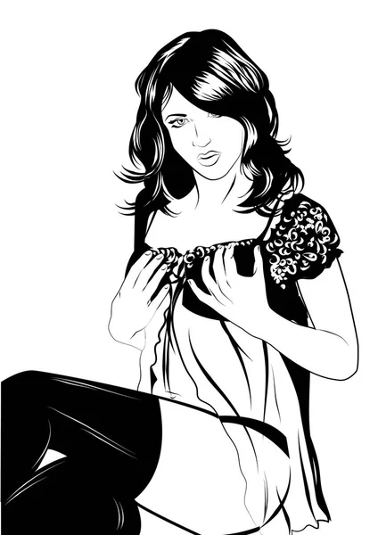Vektor mode illustration av Sensuell kvinna i underkläder — Stock vektor