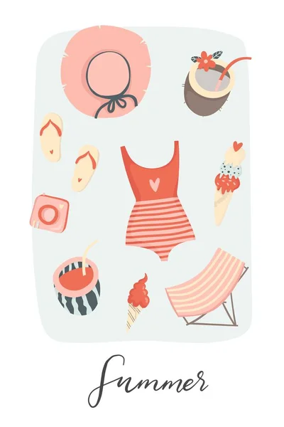 Kreatives Plakat Mit Sommerkleidung Isoliert Auf Weißem Hintergrund — Stockvektor