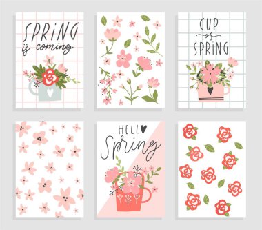 Bahar çiçekleri ve ikincisi ile geçmişe dönüş. Bahar mevsimi, tebrik kartı için yaprak, davetiye şablonu. Antika harfli afiş afiş şablonu arka planı 