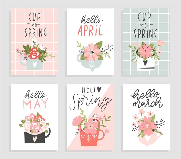 Fondos Retro Con Flores Primavera Halagador Temporada Primavera Con Hoja — Archivo Imágenes Vectoriales
