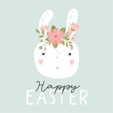 Renkli Paskalya tebrik kartı Tavşan, tavşan, harf ve afiş 