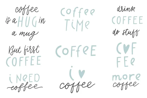 Conjunto Vectorial Citas Eslóganes Sobre Café — Vector de stock