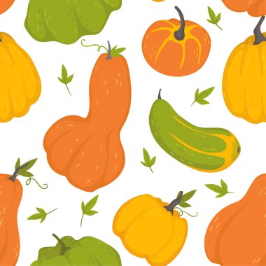 Sevimli bardak, kupalar, kalpler, kahve, kakao ve daha fazlası ile el çizilmiş sonbahar dikişsiz desen. Sarı, turuncu, yeşil ve beyaz renklerde vektör çizim arka planı 