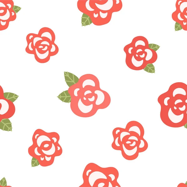 Διάνυσμα Floral Μοτίβο Στυλ Σκίτσο Ροζ Λουλούδια Λευκό Φόντο Απαλό — Διανυσματικό Αρχείο