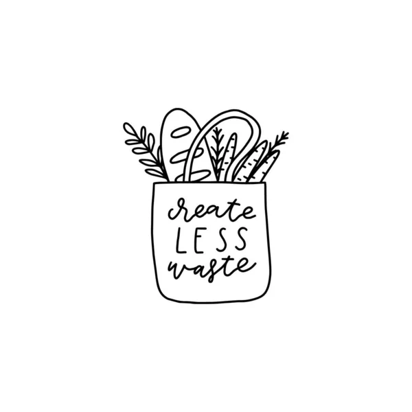 Handgezeichnetes Plakat Mit Elementen Des Zero Waste Life Doodle Stil — Stockvektor