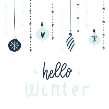 Sevimli kış kullanıma hazır hediye kartı. Yazdırılabilir el çizilmiş tatil posteri şablonu. Vektör mevsimlik kartpostal tasarımı