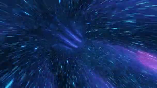 ワープコズミックループ 創造的な背景ハイパーは 別の銀河にジャンプし 空間と時間を旅 光の速度 美しい花火 カラフルな爆発 ビッグバン 星の中を移動する — ストック動画