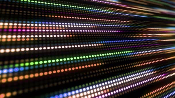 Strepen Van Kleurrijke Neon Gestippelde Lichten Knippert Snel Infinitively Warme — Stockvideo
