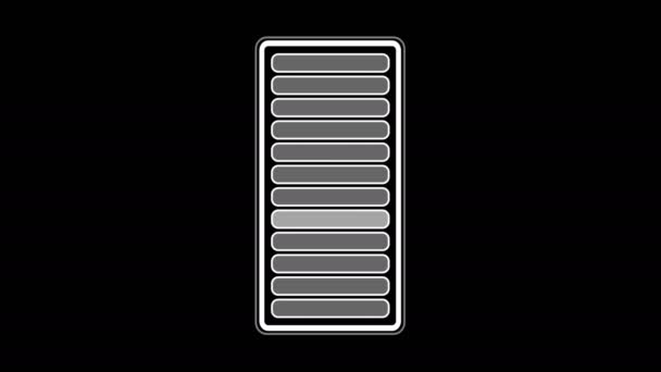 一度に薄い灰色から白いものに点灯する12のワイドボタンを備えたタッチスクリーンのインターフェイス表示のループ — ストック動画