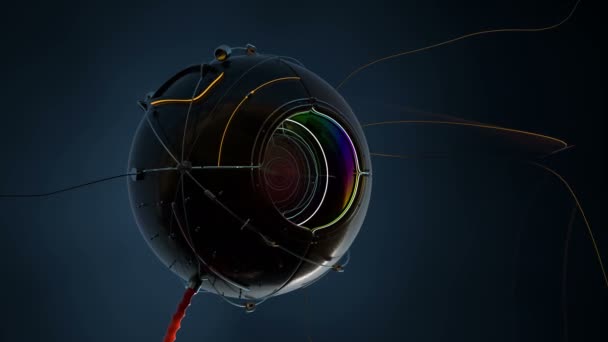 未来机器人间谍凸轮与红眼的3D动画 — 图库视频影像
