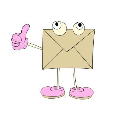 gözler ile kahverengi bir mektup olumlu bir duygu, bir karikatür çizimi, bir simge, bir karikatürü gösterir.