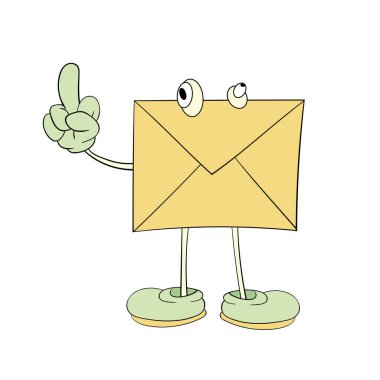 gözleri ile mektup parmak bakıyor, karikatür çizim, simge, karikatürü.