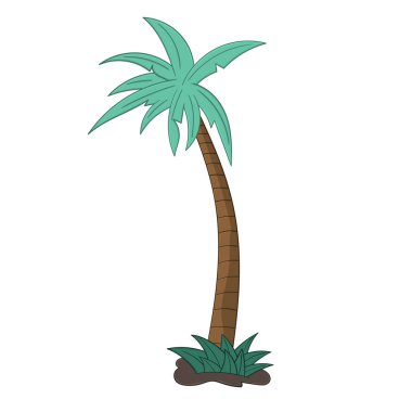 Karikatür tarzında beyaz arka plan üzerinde Palmiye ağacı izole illüstrasyon. Tasarım öğesi.